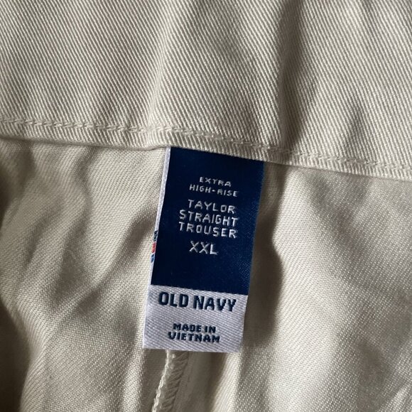 Old Navy Extra High-Rise Taylor Straight Trousers XXL Beige With Pockets Recycle - Picture 5 of 10